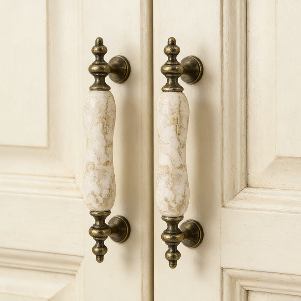 NOMISPADVIC Ceramic Pulls for Cabinets, Drawers and Furniture, Cabinet Handles Drawer Knobs, White Porcelain Drawer Pulls for Kitchen Dresser Hardware