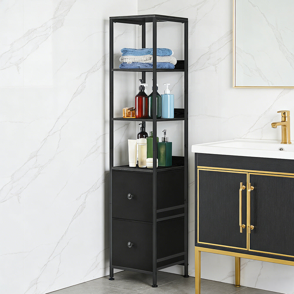 NOMISPADVIC Tall Display Storage Cabinet Furniture Showcases with Adjustable Shelves, Slim Freestanding Floor Cabinet for Living Room, Office, Retail, Black, 12"D x 36"W x 72"H