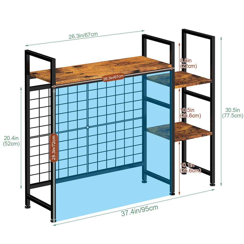 NOMISPADVIC Table Tops for Computer Desk, Multipurpose Desktop Organizer with Bookshelf - Sturdy Metal & Wood Desk Hutch for Home Office, Standing Desk Tabletop, High Capacity Storage (Brown & Black Options)