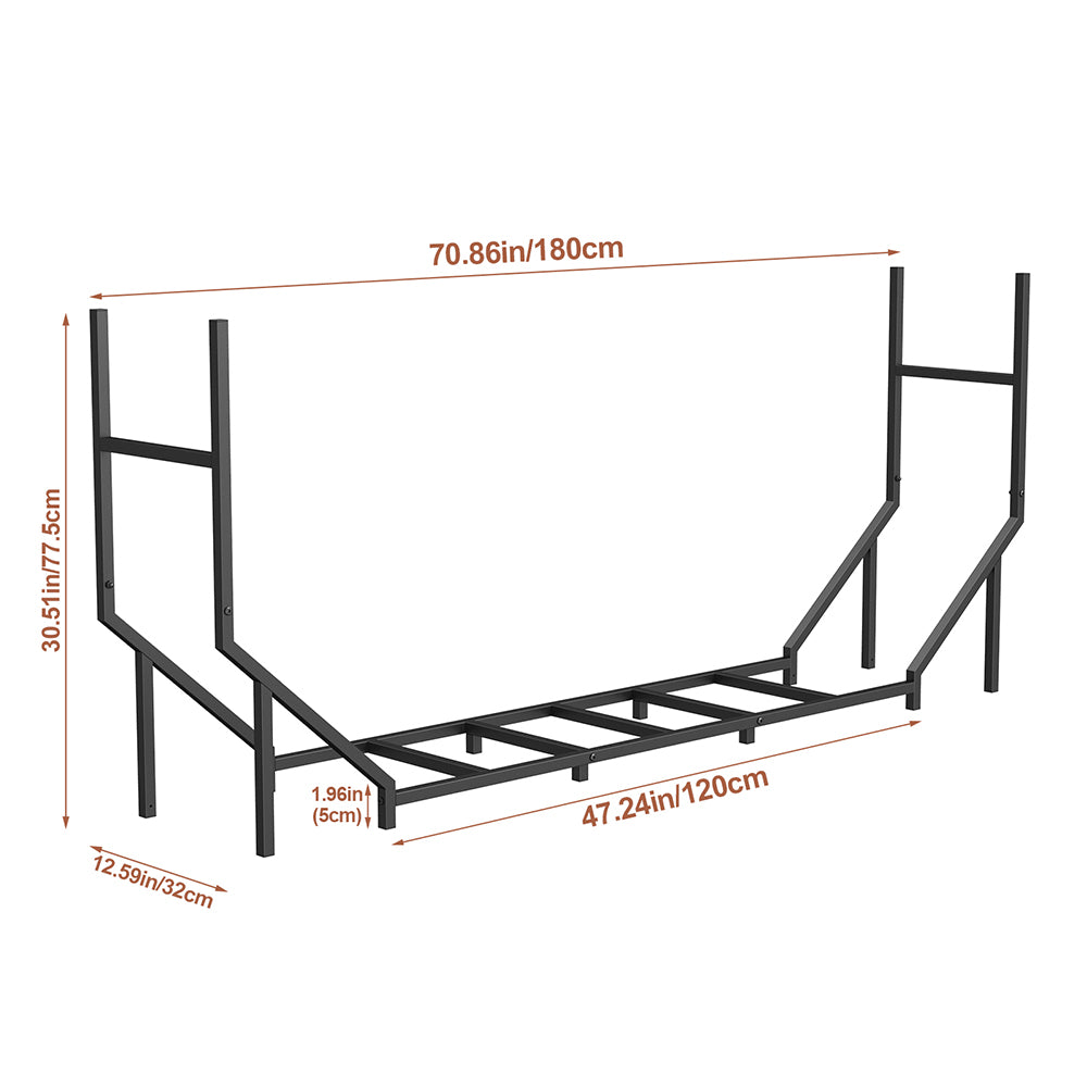 NOMISPADVIC Storage Racks for Firewood, 6FT Heavy Duty Outdoor Indoor Firewood Holder, Wood Stacking Rack for Fireplace, Patio, Deck with Logs Bracket Kit, Black