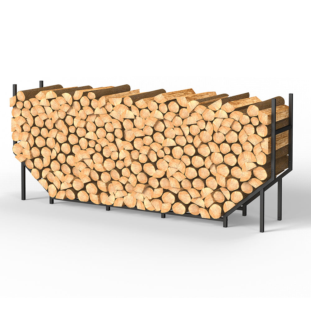 NOMISPADVIC Storage Racks for Firewood, 6FT Heavy Duty Outdoor Indoor Firewood Holder, Wood Stacking Rack for Fireplace, Patio, Deck with Logs Bracket Kit, Black