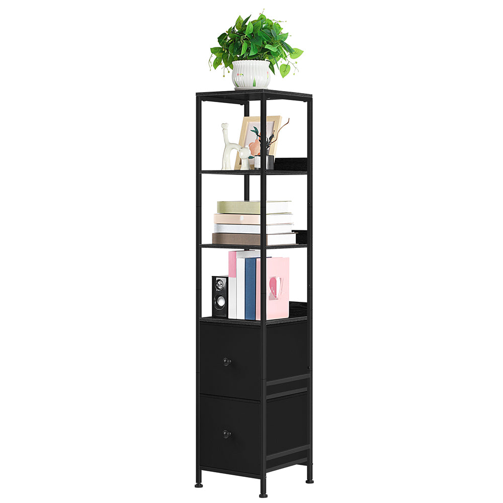 NOMISPADVIC Tall Display Storage Cabinet Furniture Showcases with Adjustable Shelves, Slim Freestanding Floor Cabinet for Living Room, Office, Retail, Black, 12"D x 36"W x 72"H