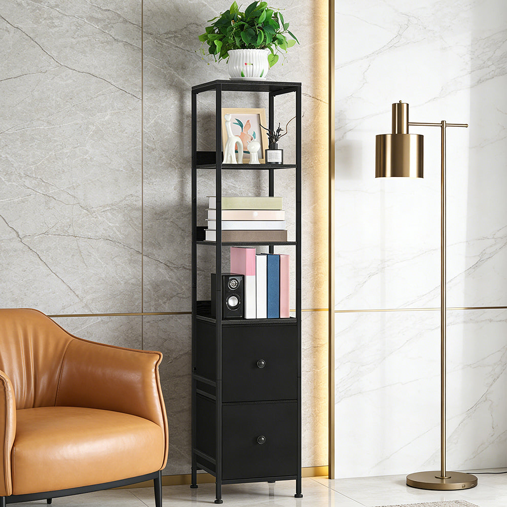 NOMISPADVIC Tall Display Storage Cabinet Furniture Showcases with Adjustable Shelves, Slim Freestanding Floor Cabinet for Living Room, Office, Retail, Black, 12"D x 36"W x 72"H